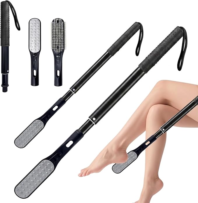 Toe Cleaning Brush, Foot Brush Long Handle 18.8"-25.9" Telescopic, Foot Scrubber Callus Remover for Feet Use in Shower for Men and Women