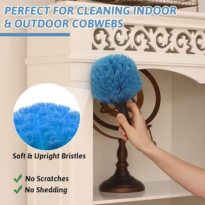 20 Foot Cobweb Duster with Extension Pole 2 PCS, Webster Cobweb Duster for High Ceilings/Corners, Spider Web Brush with Pole for Outdoor & Indoor Web Cleaning, Outdoor Cobweb Brush Kit by MAYKI