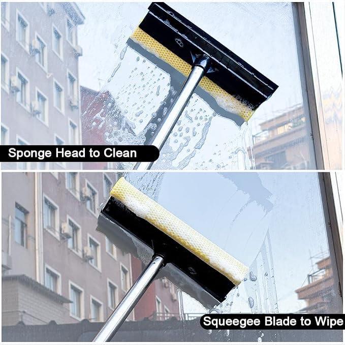 Window Cleaning Kit, Squeegee with Bucket for Windshield Cleaning, Bathroom, Shower Doors, Mirrors, Tiles, and Car Windows (Grey)