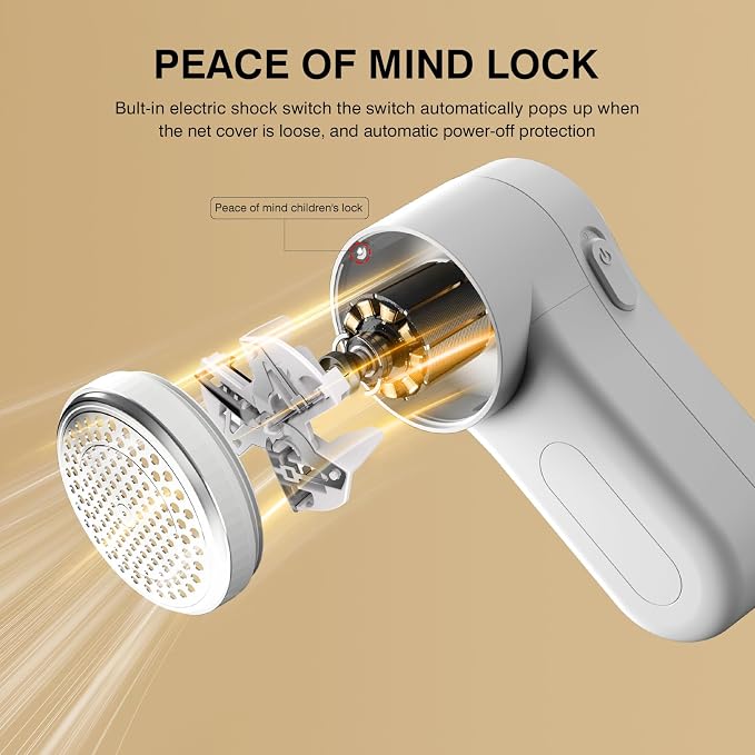 Fabric Shaver, Lint Remover Rechargeable, Electric Portable Sweater Defuzzer Digital LED Display to Remove Pilling for Clothes, Furniture, Sweater, (White with Five Shaver Blades)