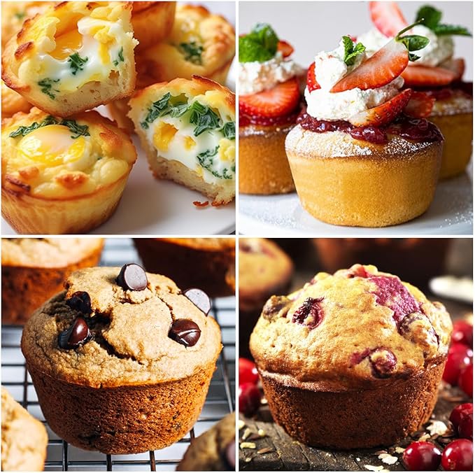 CAKETIME Silicone Muffin Pans for Baking, 2 Packs Jumbo 6 Cups and Mini 24 Cups for Baking Muffins, Cupcakes, Egg Bites, and Frittatas