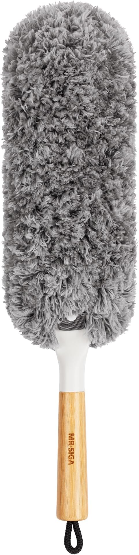 MR.SIGA Lint Free Microfiber Duster, Washable Duster for Household Cleaning | Microfiber hand duster, machine washable feather duster, dusters for cleaning, bamboo handle, replaceable head