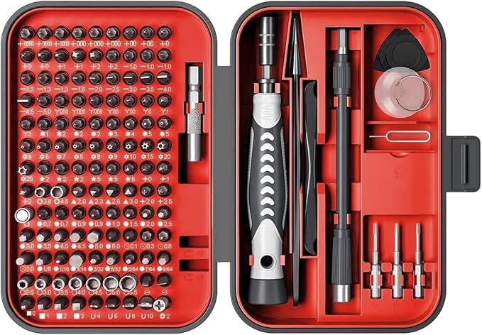 Screwdriver Set – Precision Screwdriver Bit Sets 130 in 1, Mini Hex Phillips Torx Slotted Screwdriver Bit Set with Tool Box, Ideal for Electronics, Laptop, iPhone, Jewelers and More(130-IN-Red)