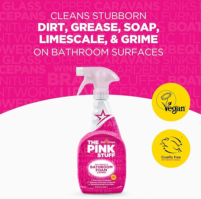The Pink Stuff Cleaning Bundle Kit, Squeezable Cleaning Paste, Cleaning Paste, Toilet Foaming Powder, Multi Purpose Spray, Bathroom Cleaner Spray, Household Cleaning Supplies Set