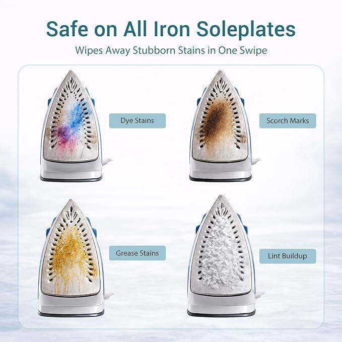 150g No Smoke Iron Cleaner, Cold Use Soleplate Cleaner Paste for Steam Irons, Removes Starch, Melted Fabric & Glue, Safe for Flat & Curling Irons, with Microfiber Cloth