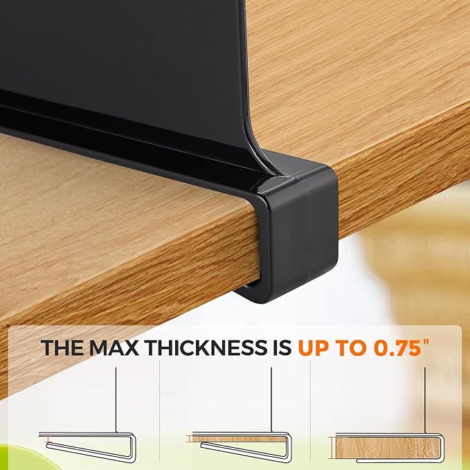 Matte Black Acrylic Shelf Dividers for Closets Organizer & Storage,12 Pack | Adjustable Vertical Wood Shelf Closet Separators, Keep Clean, for Clothes,Book,Bags, in Bedroom and Kitchen