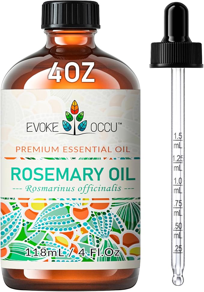 EVOKE OCCU Rosemary Essential Oil for Hair Care, Diffuser & DIY | Used for Massage and Aromatherapy, Add a Few Drops to Create a Refreshing Herbal Atmosphere —118ml / 4 fl oz