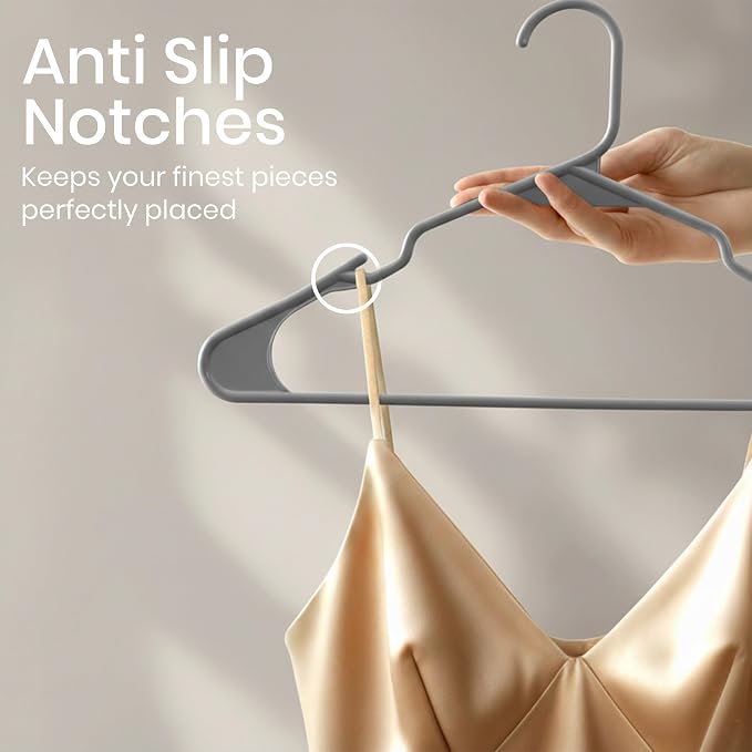 Utopia Home Plastic Hangers 100 Pack – Space Saving Clothes Hanger Grey | Durable & strong | Closet organizer & storage | Ideal for apartments, dorms & stocking stuffers