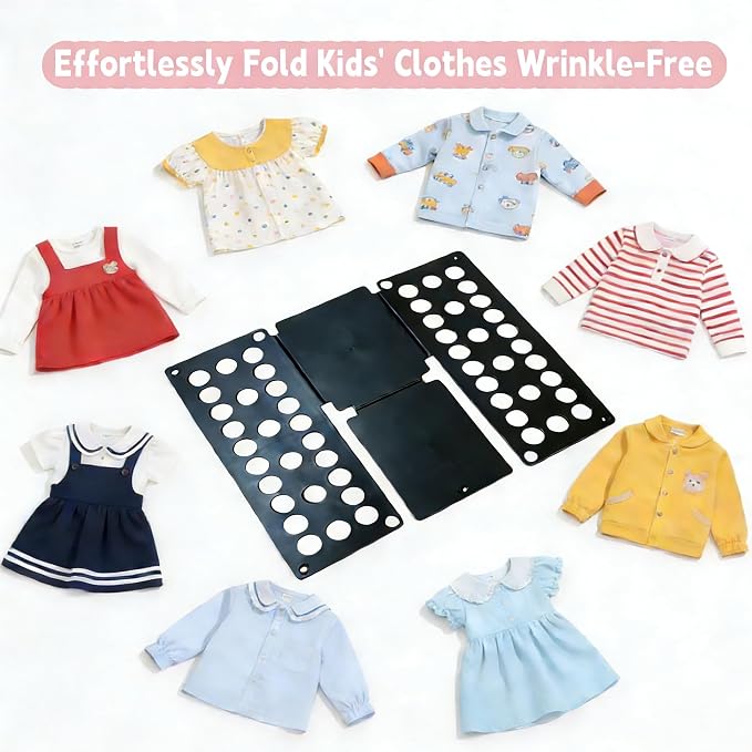 Toddler Small Clothes Folding Board for 2-8 Years - Foldable Home Laundry Storage Organizer, Space-Saving Folding Tool for Toddler Wardrobe, Black (Toddler Exclusive, Not for Adults) (Black)