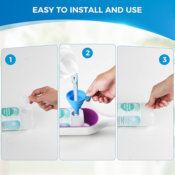Refillable Bottle for Swiffer® Power Mop™ - 720 ML/24 FL OZ - Leak-Proof HDPE Material Solution Bottle, 1 Empty Bottle + 6 Silicone Pads + 1 Foldable Funnel