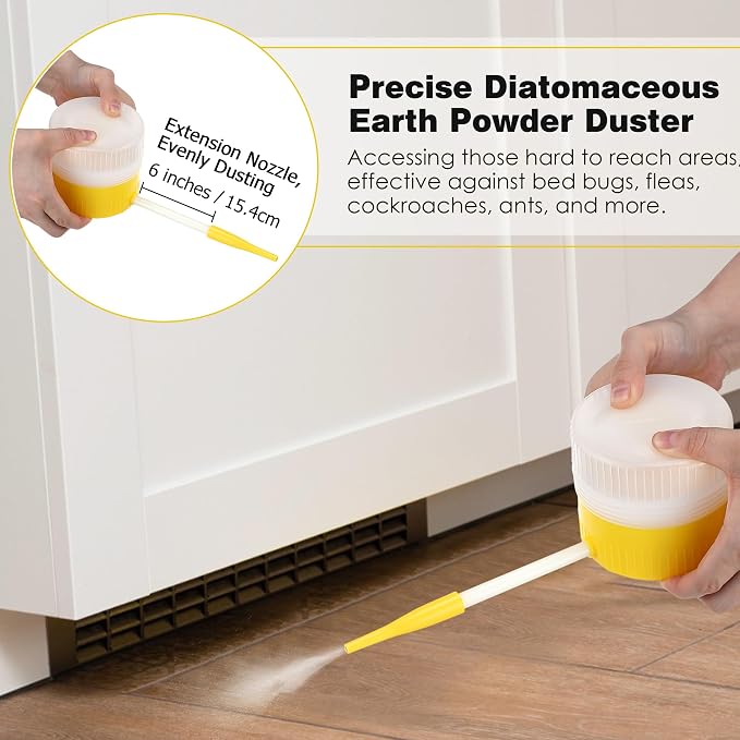 Qualirey 2 Pack Diatomaceous Earth Powder Duster with 6 Inch Extension Nozzle, Diatomaceous Earth Powder Duster for Pest Control, Powder Sprayer for Indoor and Outdoor Use | Diatomaceous Earth Powder Duster for Pest Control, Powder Sprayer for Indoor a...