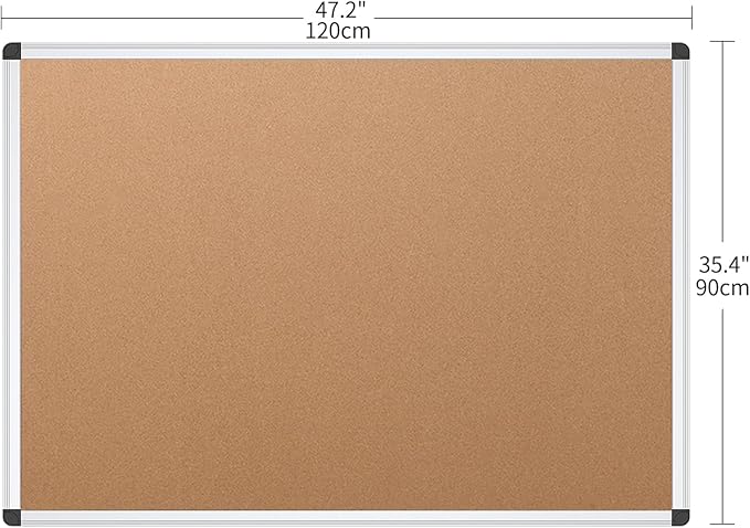 VIZ-PRO Cork Notice Board, 48 X 36 Inches, Pack of 2, Silver Aluminium Frame