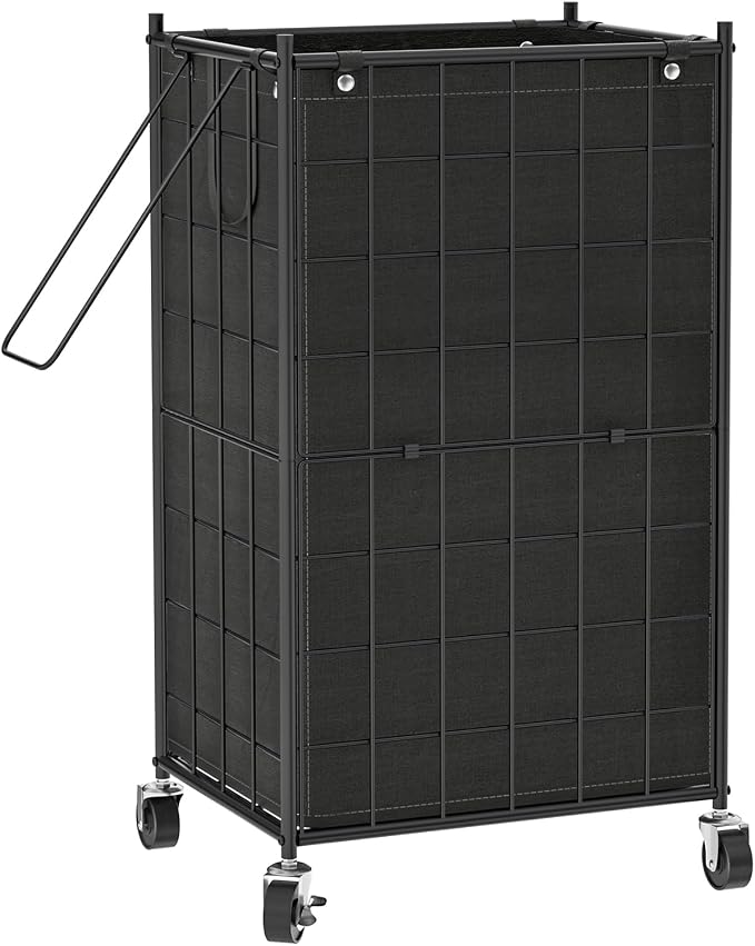WOWLIVE Rolling Laundry Basket, Metal Wire Frame Laundry Hamper with Wheels | Hamper with Removable Bag, 100L Dirty Clothes Hamper Organizer Dorm Room Storage for Bedroom, Bathroom, Black