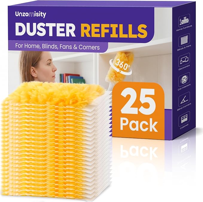 25 Count Duster Refills for Swiffer 360° Microfibre Dusters（Only Duster） | Heavy Duty Disposable Duster Refills Multi-Surface Dusters Kit for Home Office Cleaning, No Handle Included