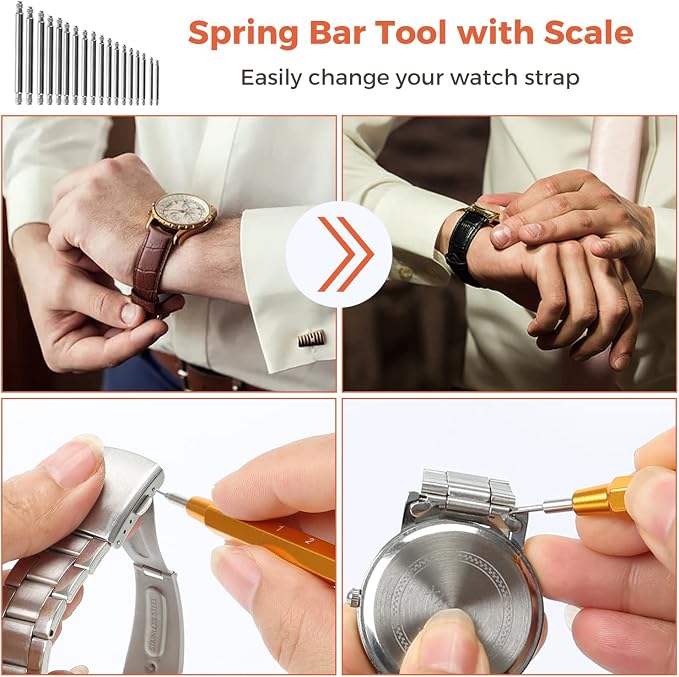 Watch Repair Kit, Professional Watch Battery Replacement Tool Watchband Link & Back Remover Spring Bar Repairing Tool Kit (122)
