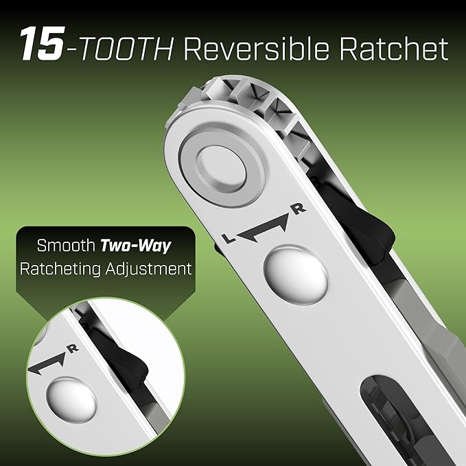 Bates- Mini Ratchet Wrench, 1/4" Magnetic 90 Degree Screwdriver, Gray, Low Profile Right Angle Screwdriver for Tight Spaces