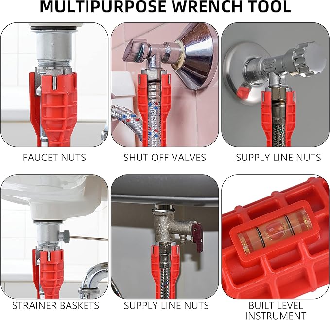 14-in-1 Multi-functional Faucet and Sink Wrench - Plumbing Wrench Installer | Wrench for Toilet, Sink, Bathroom, Kitchen Plumbing Installation and Repairs, Designed for Tight Spaces