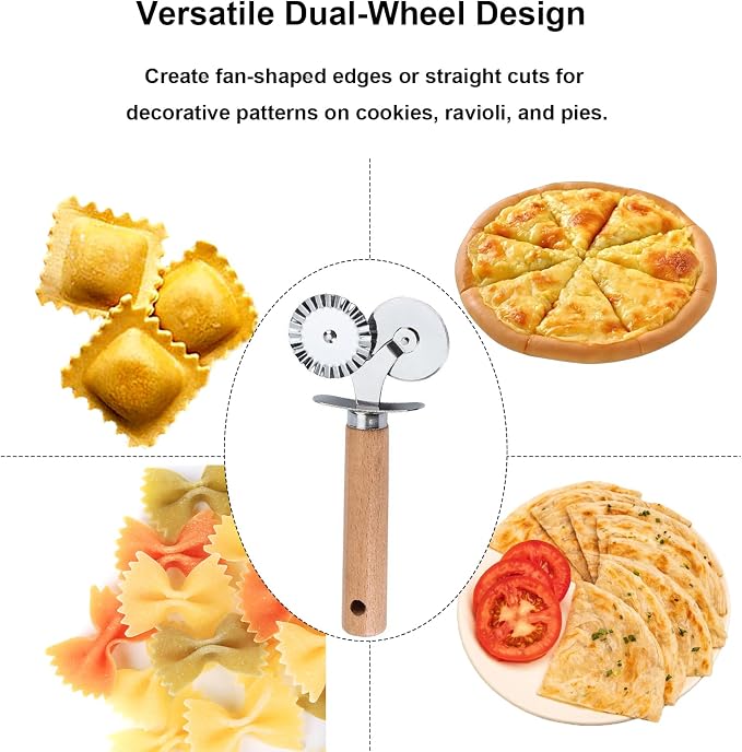 Pastry Double Cutter Wheel,Dual-Head Baking Tool for Home and Kitchen Use,Ravioli Cutter