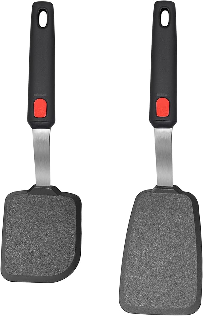 2 Pack Silicone Spatula Turner, 600°F Heat Resistant Kitchen Spatula Set for Nonstick Cookware, Cooking Utensil Set for Egg Pancake Flipper/Heat Resistant Silicone Grip
