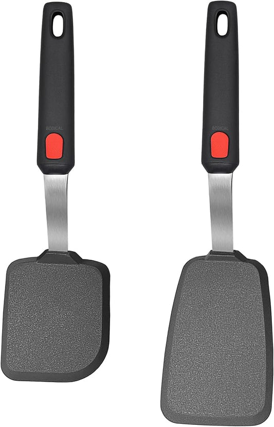 2 Pack Silicone Spatula Turner, 600°F Heat Resistant Kitchen Spatula Set for Nonstick Cookware, Cooking Utensil Set for Egg Pancake Flipper/Heat Resistant Silicone Grip