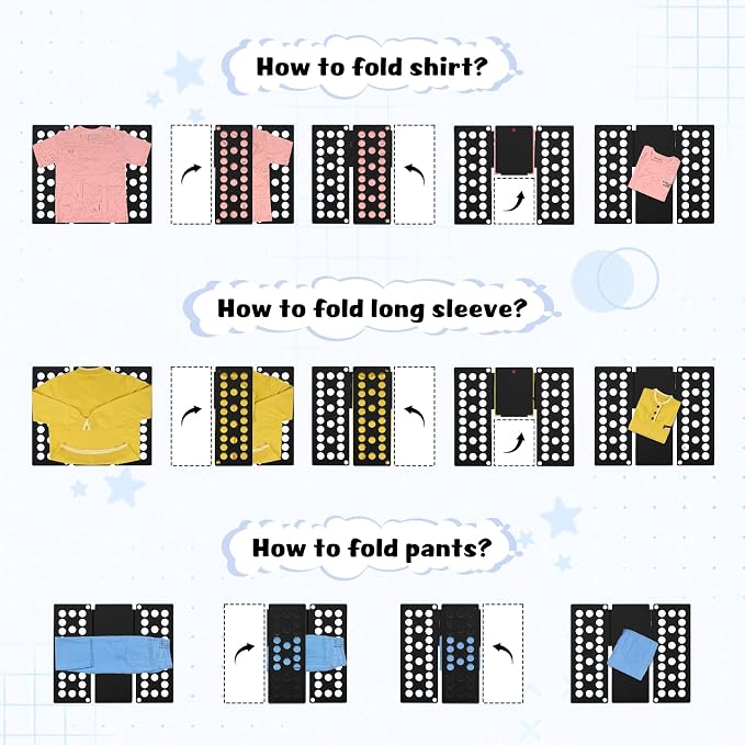 Kids Shirt Folding Board Perfect Size 15.75"x18.9" for Children Black | Child-Size Only