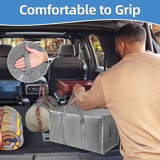 16 Pack-Extra Large Heavy Duty Moving Bags - Waterproof Storage Totes with Handles & Zippers, Foldable for College Dorm, Storage (Gray)