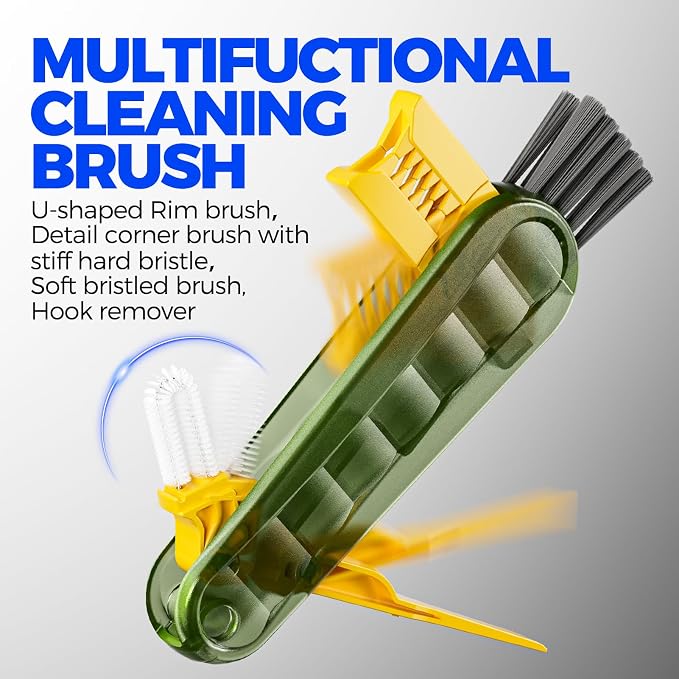 Holikme 6 Pack 4 in 1 Cup Lid Cleaning Brush 3 Straws Bottle Brush,Olive | 4 in 1 Cup Lid Cleaning Brush Multifunctional Bottle Brush, Silicone Cup Lid Gap Cleaner, Bristle Crevice Cleaning Brush