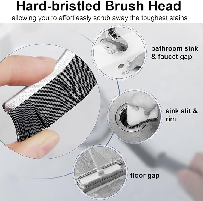 2 Pcs Hard Bristle Crevice Cleaning Brush - Crevice Cleaning Brushes for Household Use, Multifunctional Corner Gap Cleaning Brush Tool Grout Cleaner Brush for Kitchen Bathroom Window Track