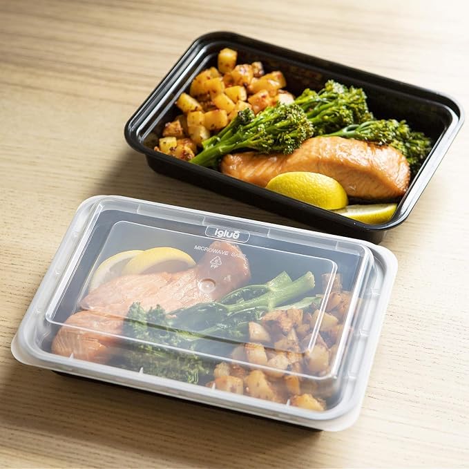 Igluu Meal Prep Containers Reusable (30 Pack) – Food Containers with Lids – Stackable, Microwave, Freezer & Dishwasher Safe – 28oz – 1 Compartment – BPA-Free