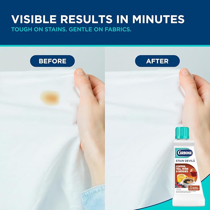 Carbona Stain Devils® #8 | Coffee, Tea, Wine & Juice | Professional Strength Laundry Stain Remover | Multi-Fabric Cleaner | Safe On Skin & Washable Fabrics | 1.7 Fl Oz, 3 Pack