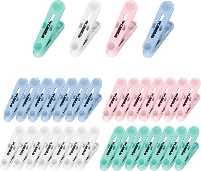 32Pcs Colored Clothes Pins Plastic Laundry Clips,Package Clips | Whether you're hanging clothes to dry, organizing your closet, or sealing bags of snacks, . Clothes Pins