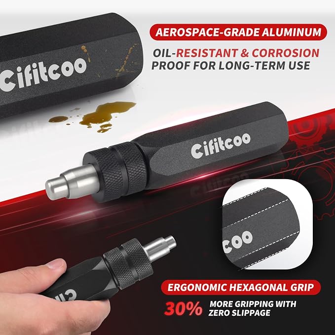 Dual-Size PTFE Hose Assembly Tool, PTFE Hose Reaming & Separate Tool, Fuel Line Bore Corrector for 6AN & 8AN Fuel Lines, Black Anodized Aluminum, Oil resistant & Durable Design