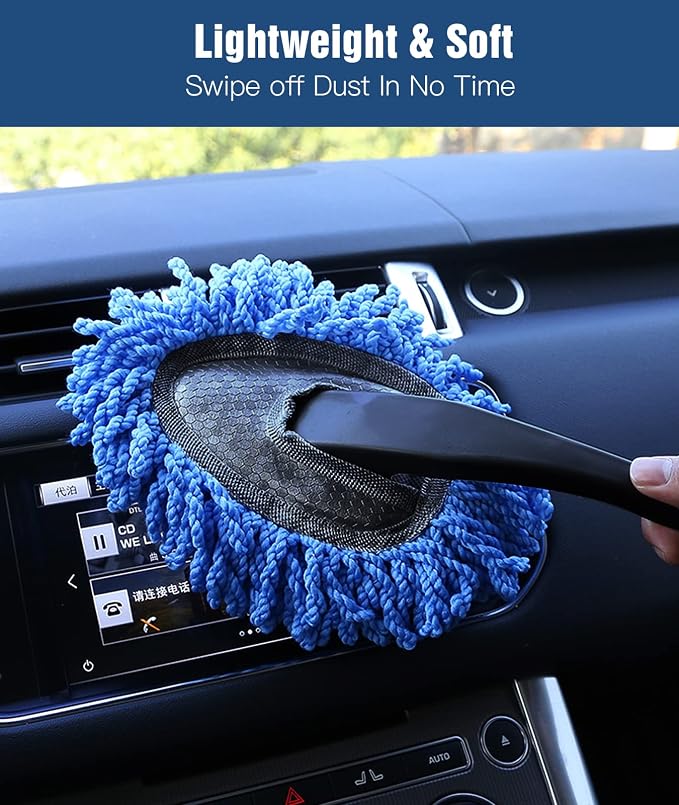 YeewayVeh Car Duster Kit, 2-Pack Microfiber Dust Brush, Blue | Scratch-Free Pollen Dusters, Extendable & Dash Duster for Exterior Interior Cleaning