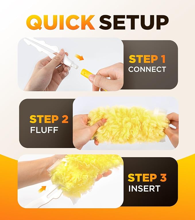 Heavy Duty Duster Refills for Swiffer Duster, 12 Count Duster Refills with 1 Handle, Multisurface 360° Dusters with 4X Microfibers, Unscented Disposable Dusters for Cleaning