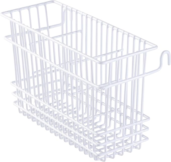Kitchen Details Cutlery Basket | Hanging | Attach to Standard Dish Drying Rack | Utensil Caddy | Vinyl Coated | 3 Compartment | White