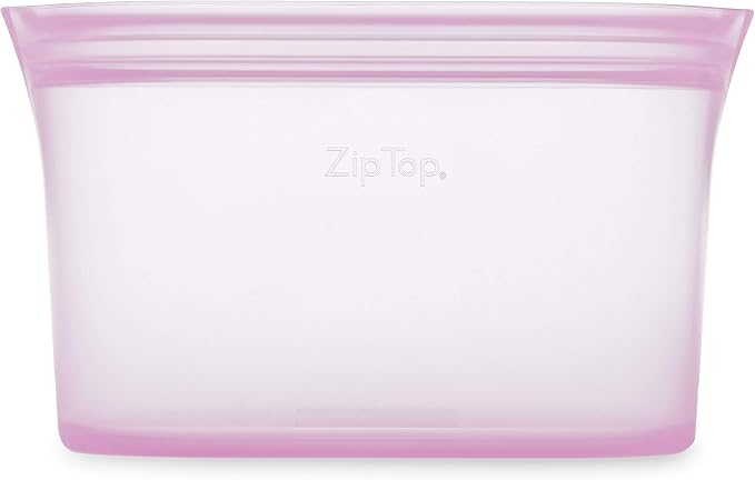 Zip Top Reusable Food Storage Bags | Large Dish [Lavender] | Silicone Meal Prep Container | Microwave, Dishwasher and Freezer Safe | Made in the USA