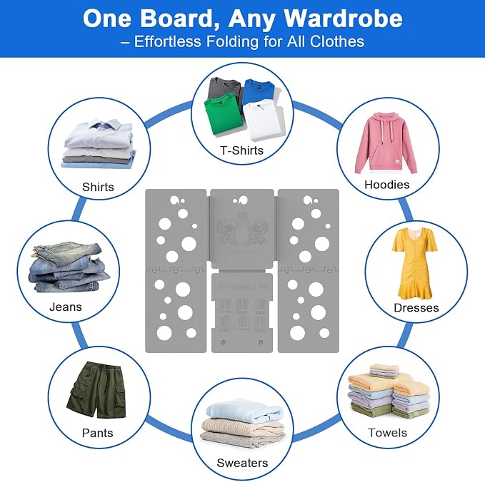 BoxLegend V5 Shirt Folder T-Shirt Clothes Folding Board Grey | Laundry Folder,For Adults and Kids,Durable,For Closet Organizer,Laundry Sorter and Liner