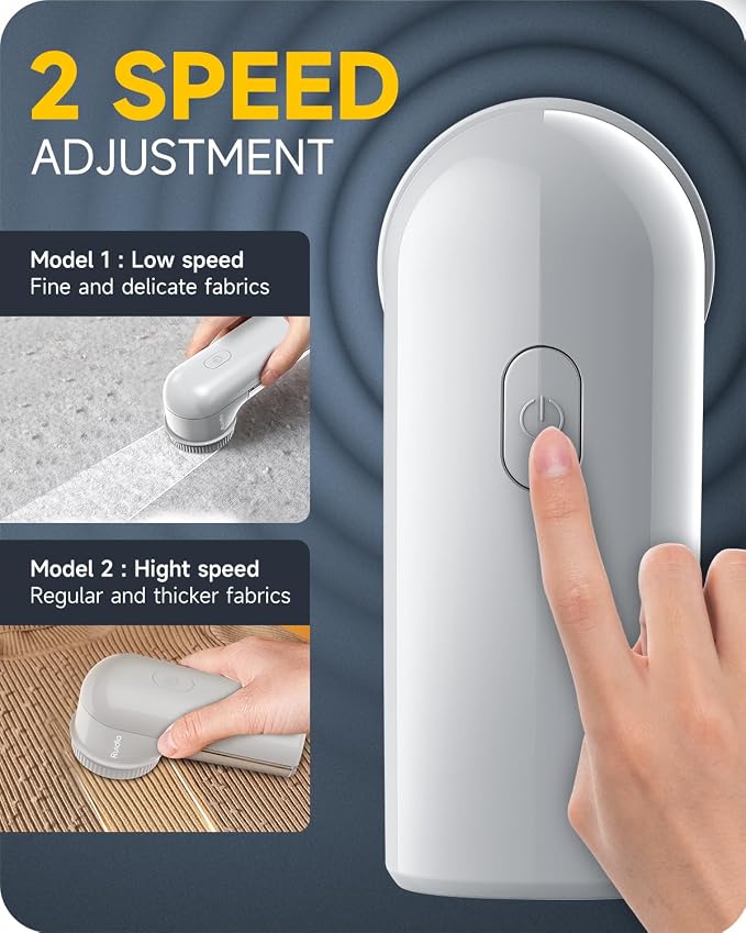 Ruidla Fabric Shaver Lint Remover, Sweater Shaver to Remove Pilling | Lint Shaver with 2-Speed Power Adjustment, Fuzz Shaver for Clothes Balls-Battery Operated, Easy Removable Bin for Fuzz(Grey)