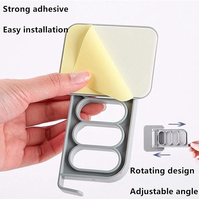 Wall Mount Coat Hanger Holder, 4 Hole Folding Clothes Hanger Clothes Drying Organizer Rack Garment Hooks Rotatable Adhesive Clothes Drying Rack No Drilling for Laundry Room Bedroom, White
