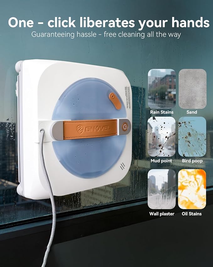 Upgraded Window Cleaning Robot, 8000Pa Strong Suction, 15-Stage Anti-Fall, Smart Path Planning, Edge Detection, App & Remote Control, Automatic Glass Cleaner for High Rise Windows, Glass, Tile