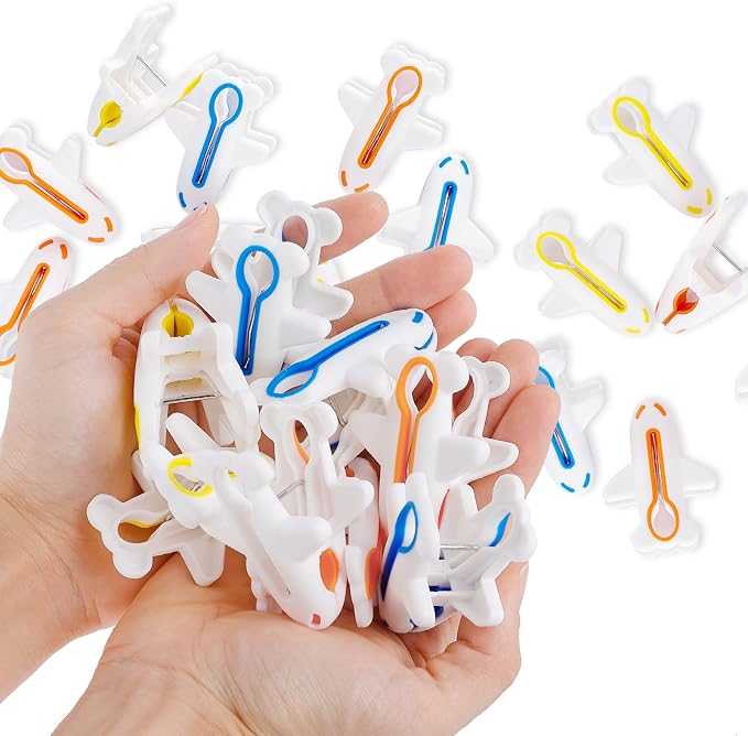 Plastic Clothes Pins Colorful Clothespins-Non-Slip Laundry Clips 24 PCS | Hanging Clothes, Towels, Crafts, Picture, Clips Food Package Clips Outdoor Plane Clothes Pegs,3 Colors