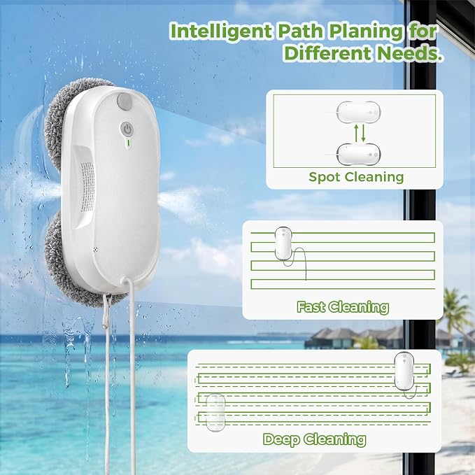 KKI Window Cleaning Robot,Upgraded Window Cleaner Robot, Auto-Dual Spray, Max 3200pa,3 Cleaning Modes & Edge Detection, Remote Control for High-Rise Windows, Glass Door,5Sets Cloths | Automatic,Dual Ultrasonic Spray, Max 3200pa, 3 Cleaning Modes & Edge...