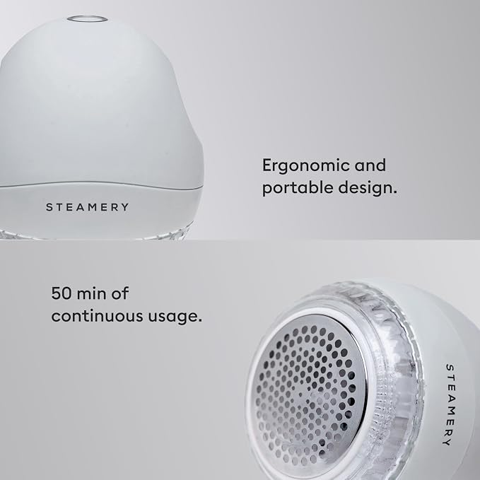 Steamery Fabric Shaver Pilo 1, Lint Remover for Pills and Bobbles, 5W, Portable, Rechargeable, Ergonomic, Scandinavian Design, Grey