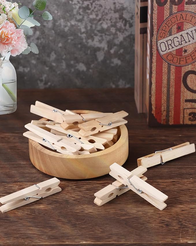 100 Pack Wooden Clothes Pins 2.9 Inch, Heavy-Duty Wood Clothespins | Wooden Clips for Hanging, Crafts, Laundry, Photo Display & Classroom Decoration, Smooth Finish & Rust Resistant Spring