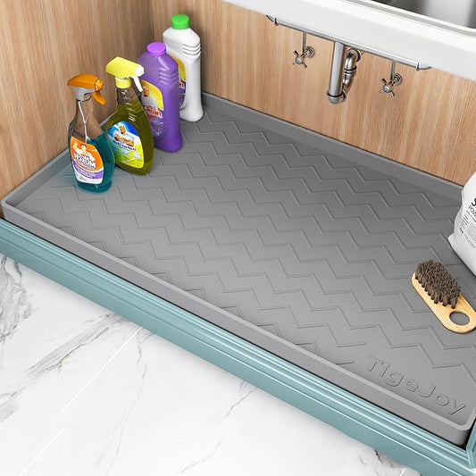 TigeJoy 40" x 22" Under Sink Mats for Kitchen Waterproof, Leak-Proof Silicone Mat Sink Protector and Cabinet Liner, Kitchen Essentials Organizer and Storage, Boot or Shoe Tray, Pet Feeding Mat