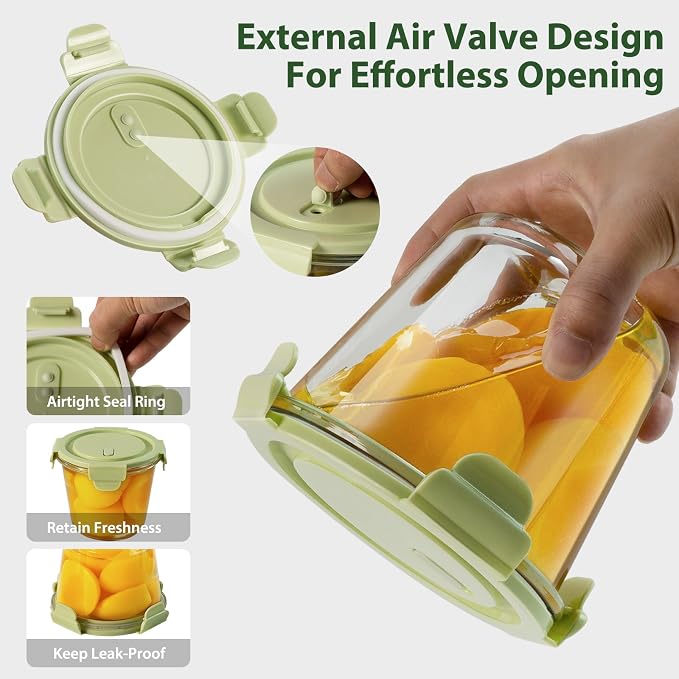 Freshmage 3Cup/23oz Glass Meal Prep Containers with Vented Lids, 6 PACK | Airtight丨Heat-Resistant丨BPA-Free丨Lunch Soup Leftover Food Storage丨Microwave Oven Dishwasher Freezer Safe丨Round