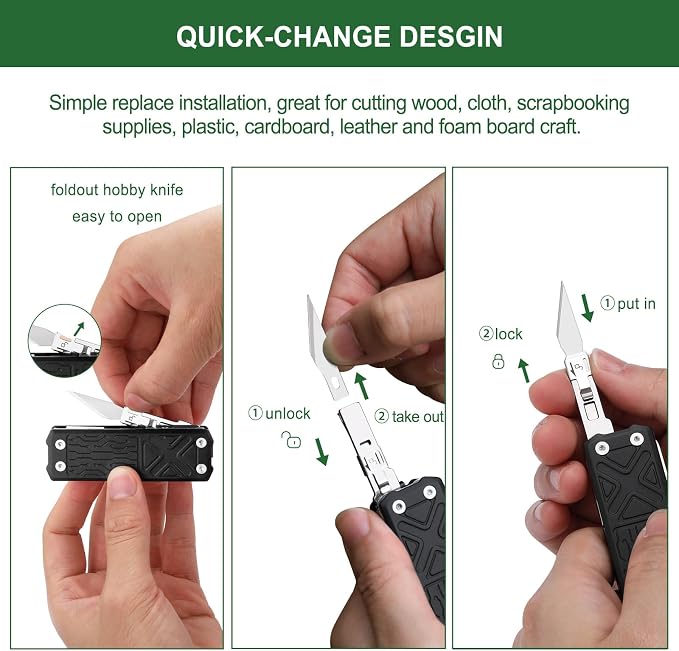 NexTool Pocket Tool E1, EDC Folding Pocket Knife Multitool | 10-in-1 Mini Multitool, Replaceable Exactor Blade, Scissors, Dual-head Screwdriver, EDC Tools for Engraving, Cutting, Repair