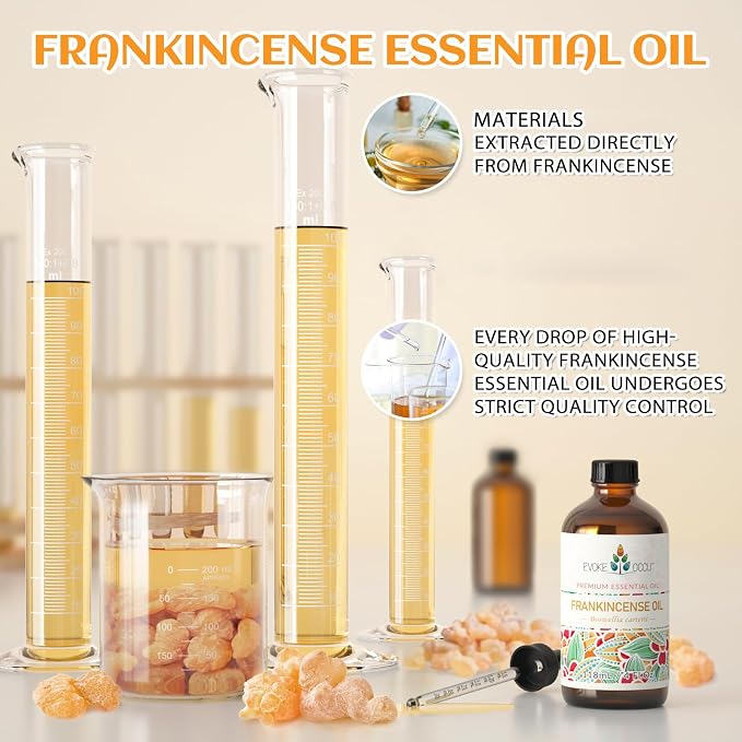 EVOKE OCCU Frankincense Essential Oil for Skin Care, Massage & Relaxation | Calming Fragrance Oil for Aromatherapy & DIY Projects, Blend With Facial Cream for Smoother Skin – 118mL / 4 fl oz