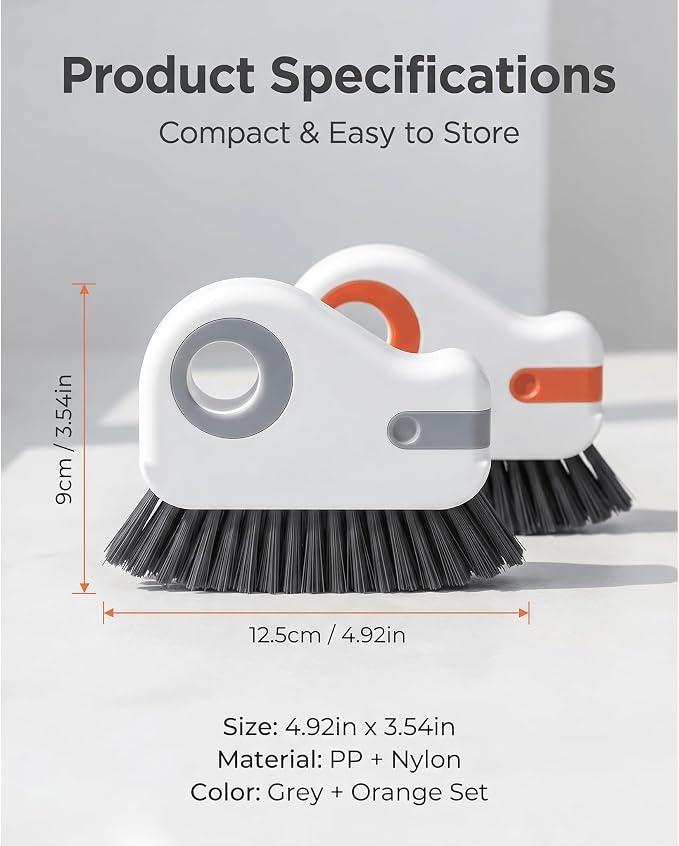 2 PCS Window Track Cleaner, 2 in 1 Groove Cleaning Brush with Hidden Scraper, Hard Bristle Crevice Cleaning Tool, Sliding Door Track Cleaner for Window Sill, Narrow Gaps, Kitchen, Bathroom