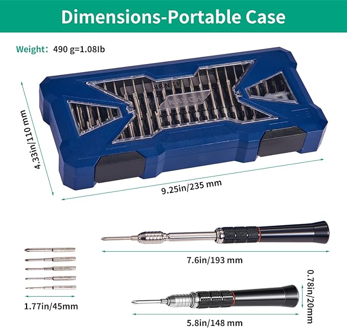 Precision Screwdriver Set,Premium Ergonomic Screwdriver with 55 High Strength Magnetic Screw Driver Bits for Computer Watches Jewelers and other Small Electronics Repair.